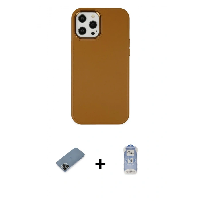 MARSİLYAN™- iPhone 12 Pro Max Kılıf Çekirdek Çizgi - Siyah Joko Magic 5D Cam + Shine Kamera Lens Koruma Cam - SH