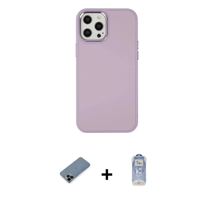 MARSİLYAN™- iPhone 12 Pro Max Kılıf Çekirdek Çizgi - Siyah Joko Magic 5D Cam + Shine Kamera Lens Koruma Cam - SH