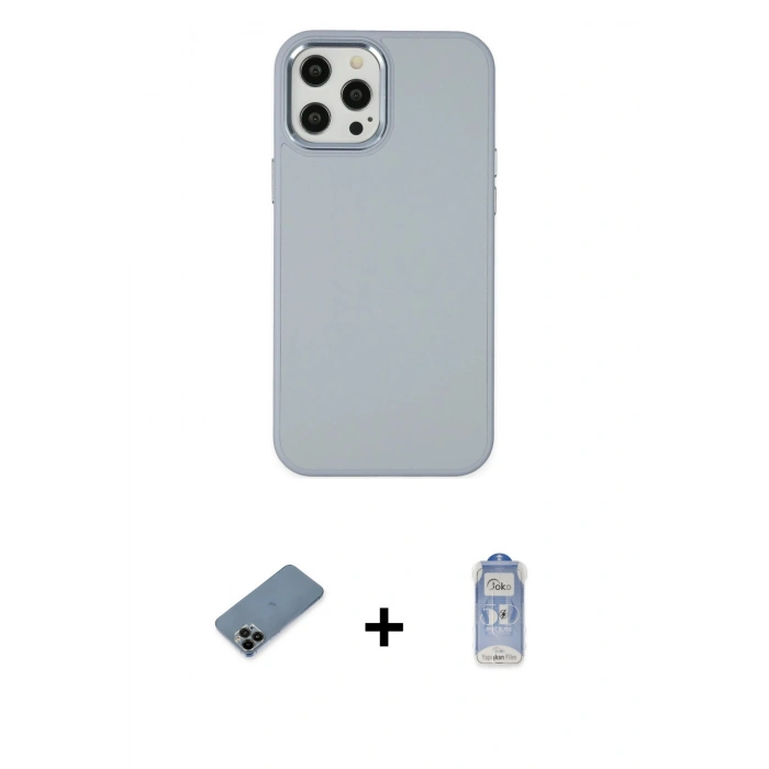 MARSİLYAN™- iPhone 12 Pro Max Kılıf Çekirdek Çizgi - Siyah Joko Magic 5D Cam + Shine Kamera Lens Koruma Cam - SH