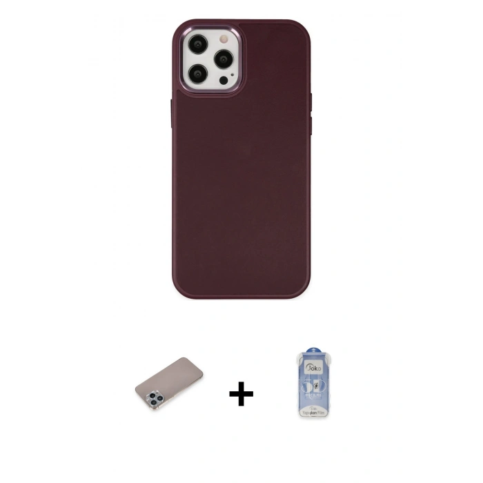 MARSİLYAN™- iPhone 12 Pro Max Kılıf Çekirdek Çizgi - Siyah Joko Magic 5D Cam + Shine Kamera Lens Koruma Cam - SABE