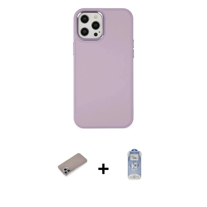 MARSİLYAN™- iPhone 12 Pro Max Kılıf Çekirdek Çizgi - Siyah Joko Magic 5D Cam + Shine Kamera Lens Koruma Cam - SABE