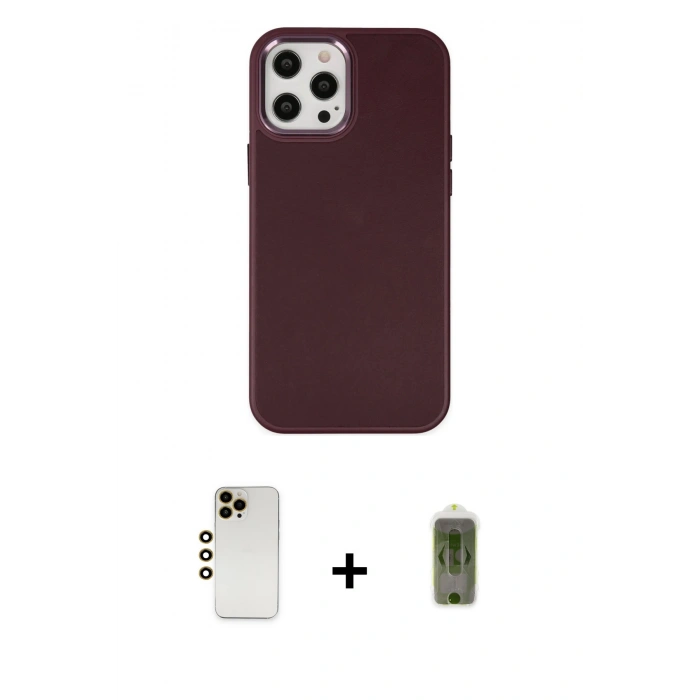 MARSİLYAN™- iPhone 12 Pro Max Kılıf Çekirdek Çizgi - Siyah Joko Magic 5D Hayalet Cam + Gold Shine Kamera Lens