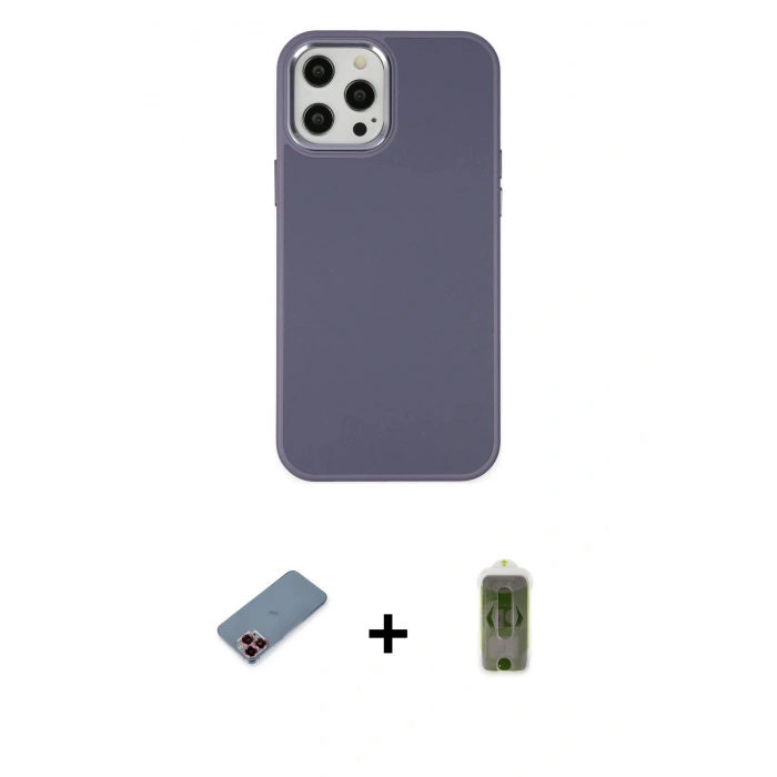 MARSİLYAN™- iPhone 12 Pro Max Kılıf Çekirdek Çizgi - Siyah Joko Magic 5D Hayalet Cam + Metal Kamera Lens Koruma Cam - KI