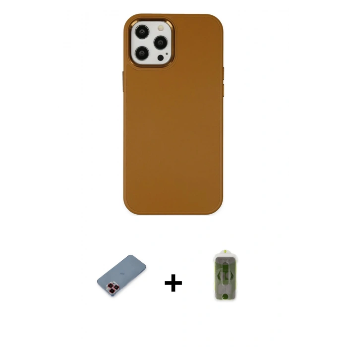 MARSİLYAN™- iPhone 12 Pro Max Kılıf Çekirdek Çizgi - Siyah Joko Magic 5D Hayalet Cam + Metal Kamera Lens Koruma Cam - KI