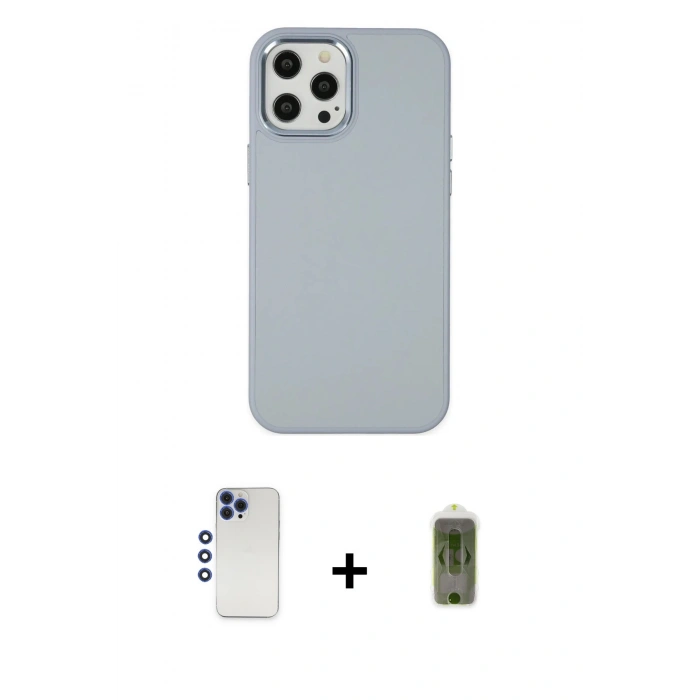 MARSİLYAN™- iPhone 12 Pro Max Kılıf Çekirdek Çizgi - Siyah Joko Magic 5D Hayalet Cam + Shine Kamera Lens - LT