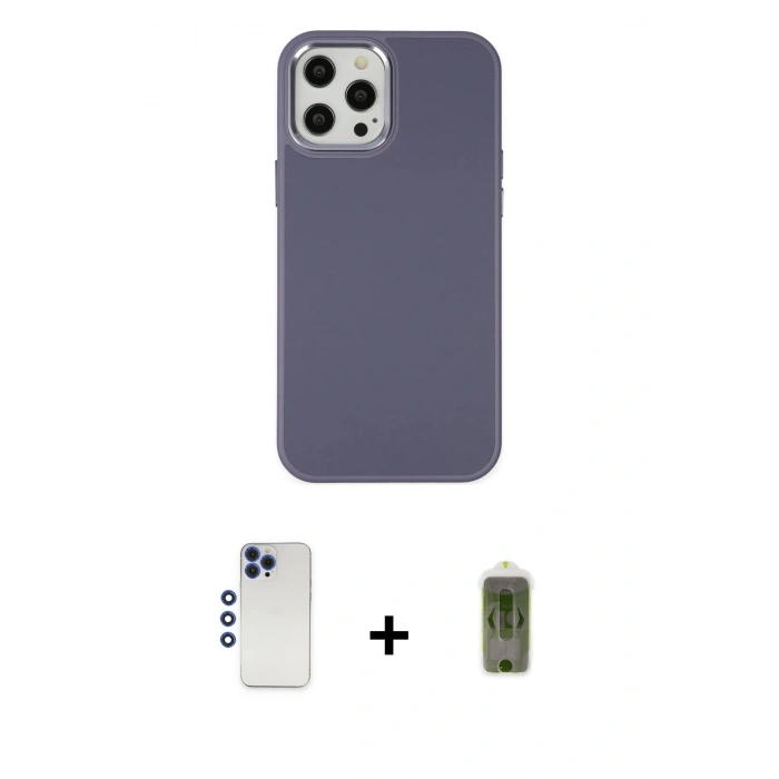 MARSİLYAN™- iPhone 12 Pro Max Kılıf Çekirdek Çizgi - Siyah Joko Magic 5D Hayalet Cam + Shine Kamera Lens - LT