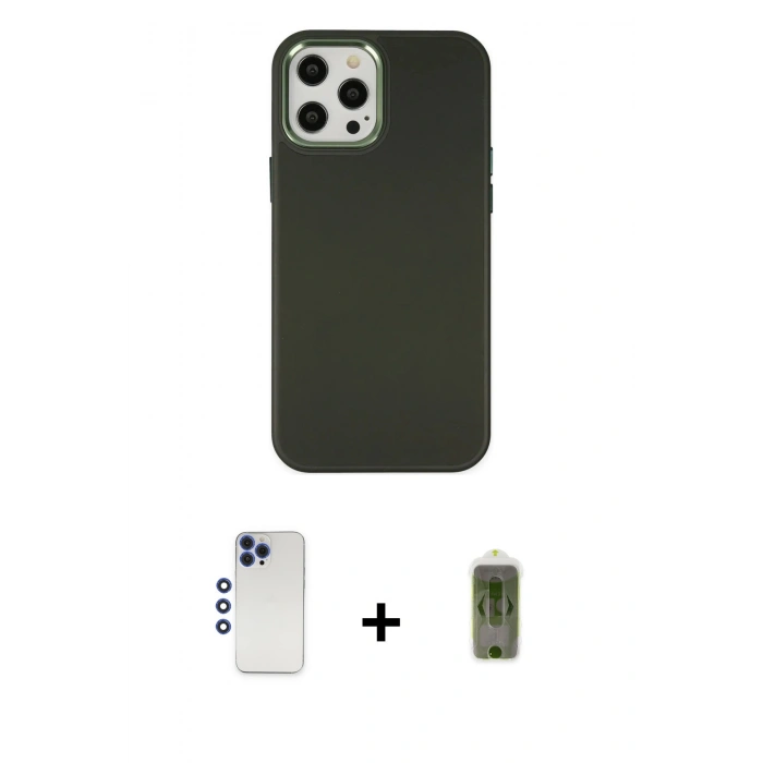 MARSİLYAN™- iPhone 12 Pro Max Kılıf Çekirdek Çizgi - Siyah Joko Magic 5D Hayalet Cam + Shine Kamera Lens - LT