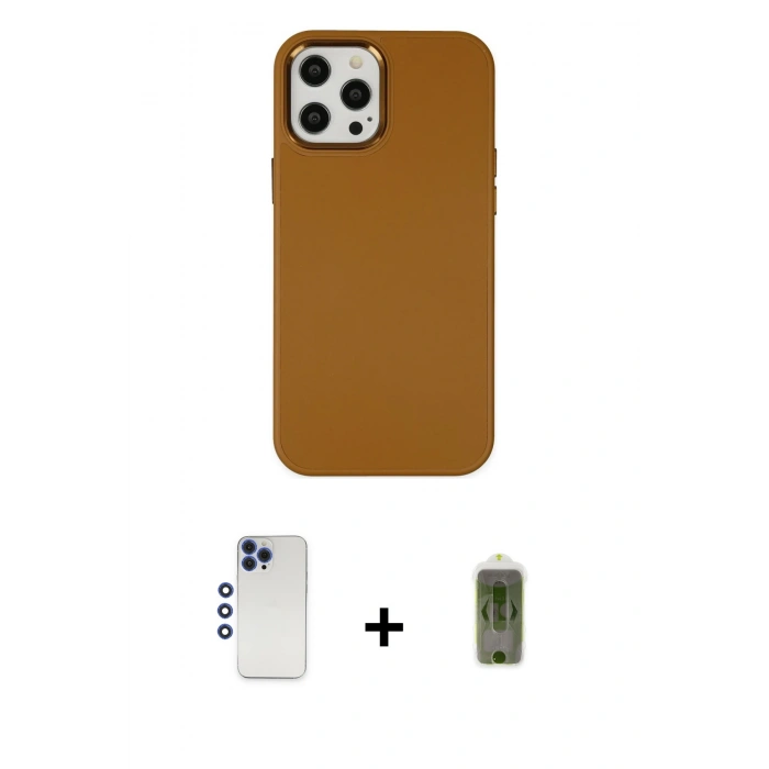 MARSİLYAN™- iPhone 12 Pro Max Kılıf Çekirdek Çizgi - Siyah Joko Magic 5D Hayalet Cam + Shine Kamera Lens - LT