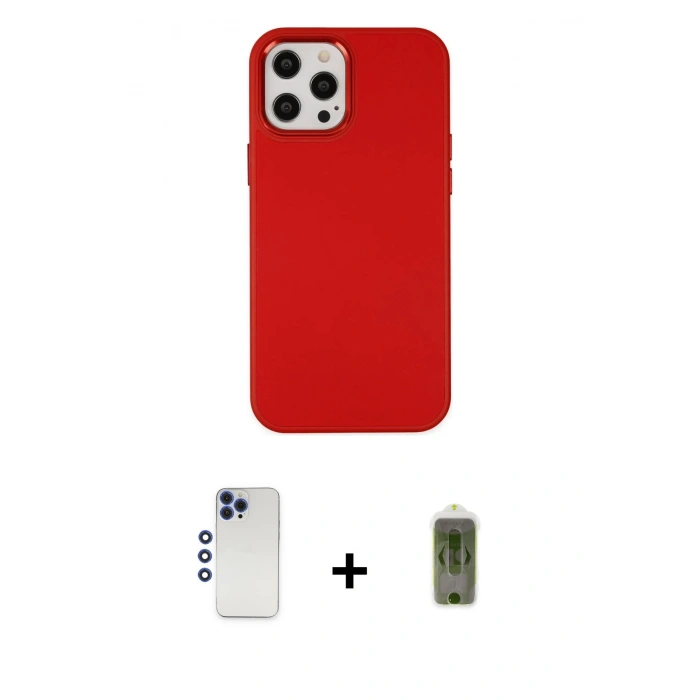 MARSİLYAN™- iPhone 12 Pro Max Kılıf Çekirdek Çizgi - Siyah Joko Magic 5D Hayalet Cam + Shine Kamera Lens - LT