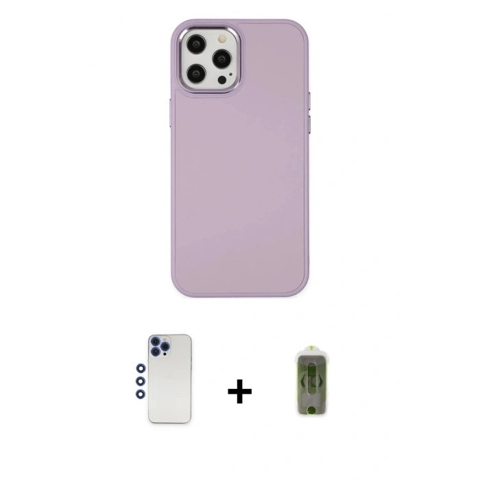 MARSİLYAN™- iPhone 12 Pro Max Kılıf Çekirdek Çizgi - Siyah Joko Magic 5D Hayalet Cam + Shine Kamera Lens - LT