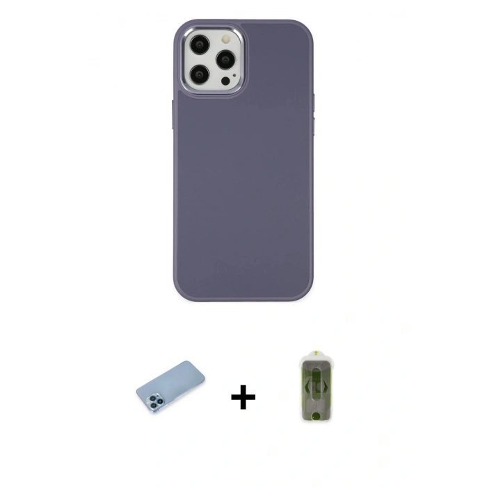 MARSİLYAN™- iPhone 12 Pro Max Kılıf Çekirdek Çizgi - Siyah Joko Magic 5D Hayalet Cam + Shine Kamera Lens Koruma Cam - MI