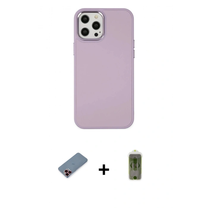 MARSİLYAN™- iPhone 12 Pro Max Kılıf Çekirdek Çizgi - Siyah Joko Magic 5D Hayalet Cam + Metal Kamera Lens Koruma Cam - KI