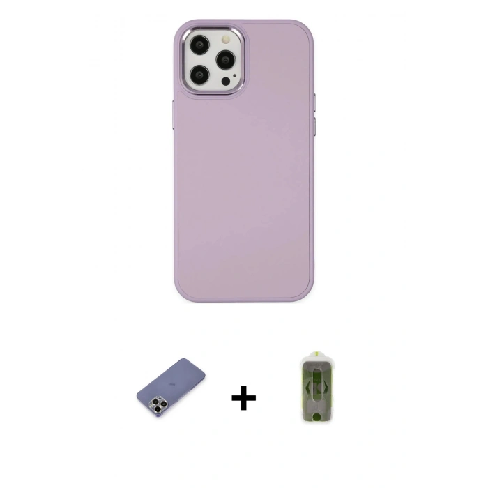 MARSİLYAN™- iPhone 12 Pro Max Kılıf Çekirdek Çizgi - Siyah Joko Magic 5D Hayalet Cam + Metal Kamera Lens Koruma Cam - GD