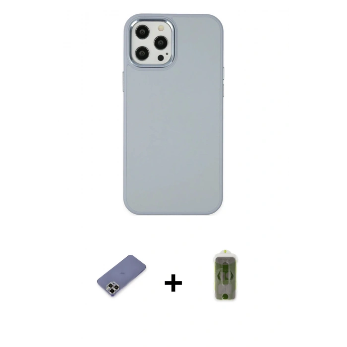 MARSİLYAN™- iPhone 12 Pro Max Kılıf Çekirdek Çizgi - Siyah Joko Magic 5D Hayalet Cam + Metal Kamera Lens Koruma Cam - GD