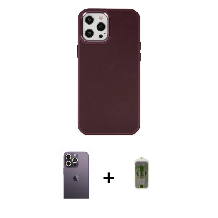 MARSİLYAN™- iPhone 12 Pro Max Kılıf Çekirdek Çizgi - Siyah Joko Magic 5D Hayalet Cam + Neon Fosforlu Kamera Lens - BZ