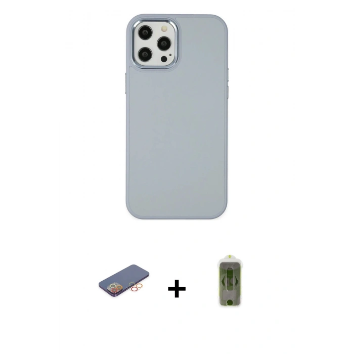 MARSİLYAN™- iPhone 12 Pro Max Kılıf Çekirdek Çizgi - Siyah Joko Magic 5D Hayalet Cam + Renkli Kamera Lens Koruma Cam - TU