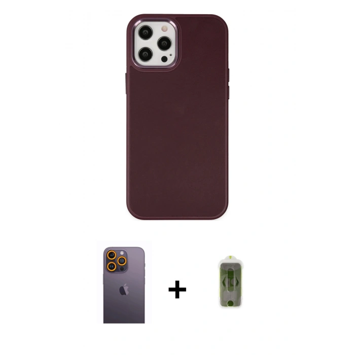MARSİLYAN™- iPhone 12 Pro Max Kılıf Çekirdek Çizgi - Siyah Joko Magic 5D Hayalet Cam + Sarı Neon Fosforlu Kamera Lens
