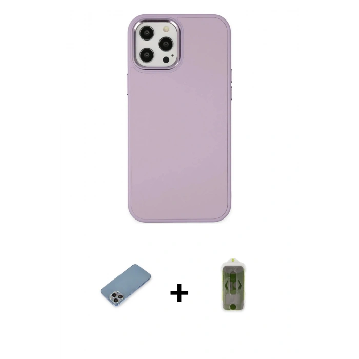 MARSİLYAN™- iPhone 12 Pro Max Kılıf Çekirdek Çizgi - Siyah Joko Magic 5D Hayalet Cam + Shine Kamera Lens Koruma Cam - GI