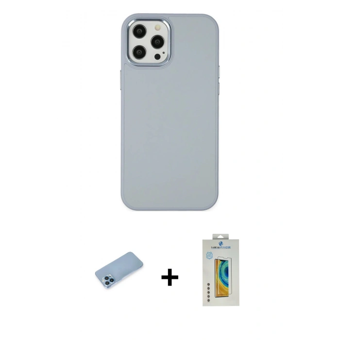 MARSİLYAN™- iPhone 12 Pro Max Kılıf Çekirdek Çizgi - Siyah Polymer Nano Ekran Koruyucu + Shine Kamera Lens Koruma Cam - MI