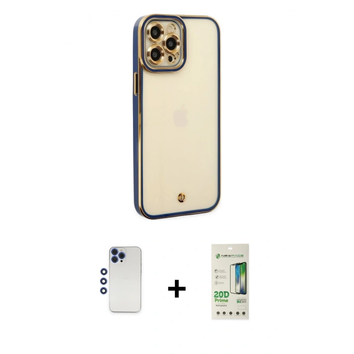 MARSİLYAN™- iPhone 12 Pro Max Kılıf Çekirdek Klasik Serisi - Siyah 20D Premium Cam Ekran Koruyucu + Shine Kamera Lens - LT