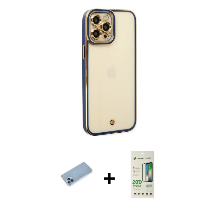 MARSİLYAN™- iPhone 12 Pro Max Kılıf Çekirdek Klasik Serisi - Siyah 20D Premium Cam Ekran Koruyucu + Shine Kamera Lens Koruma Cam - MI