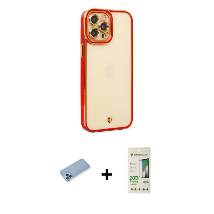 MARSİLYAN™- iPhone 12 Pro Max Kılıf Çekirdek Klasik Serisi - Siyah 20D Premium Cam Ekran Koruyucu + Shine Kamera Lens Koruma Cam - MI