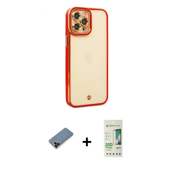 MARSİLYAN™- iPhone 12 Pro Max Kılıf Çekirdek Klasik Serisi - Siyah 20D Premium Cam Ekran Koruyucu + Shine Kamera Lens Koruma Cam - SH