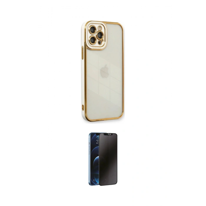 MARSİLYAN™- iPhone 12 Pro Max Kılıf Çekirdek Klasik Serisi - Siyah 3D Antistatik Hayalet Cam Ekran Koruyucu