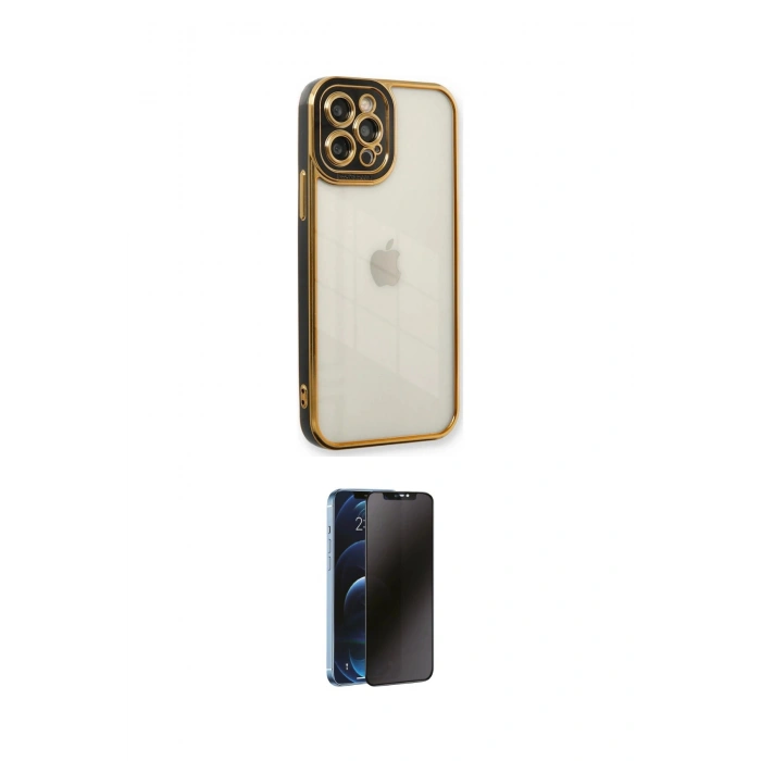 MARSİLYAN™- iPhone 12 Pro Max Kılıf Çekirdek Klasik Serisi - Siyah 3D Antistatik Hayalet Cam Ekran Koruyucu