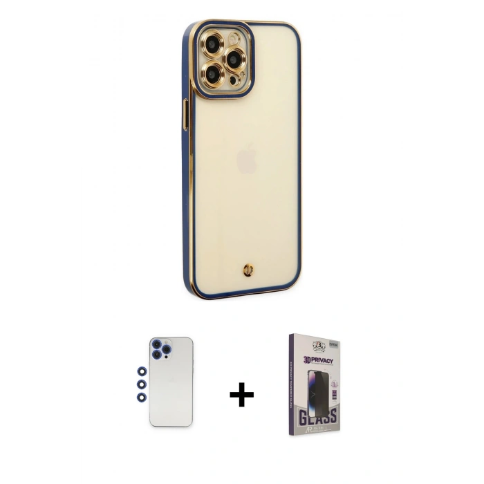 MARSİLYAN™- iPhone 12 Pro Max Kılıf Çekirdek Klasik Serisi - Siyah Bilvis Hayalet Cam Ekran Koruyucu + Shine Kamera Lens - LT