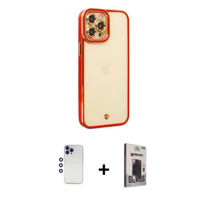 MARSİLYAN™- iPhone 12 Pro Max Kılıf Çekirdek Klasik Serisi - Siyah Bilvis Hayalet Cam Ekran Koruyucu + Shine Kamera Lens - LT