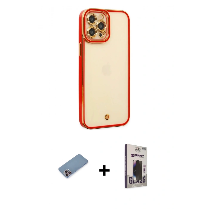 MARSİLYAN™- iPhone 12 Pro Max Kılıf Çekirdek Klasik Serisi - Siyah Bilvis Hayalet Cam Ekran Koruyucu + Shine Kamera Lens Koruma Cam - PE