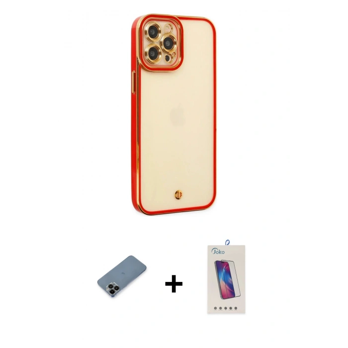 MARSİLYAN™- iPhone 12 Pro Max Kılıf Çekirdek Klasik Serisi - Siyah Joko 5D Cam + Shine Kamera Lens Koruma Cam - SH