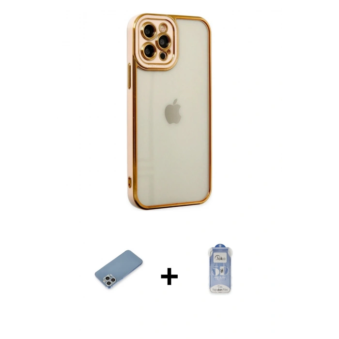 MARSİLYAN™- iPhone 12 Pro Max Kılıf Çekirdek Klasik Serisi - Siyah Joko Magic 5D Cam + Shine Kamera Lens Koruma Cam - GS