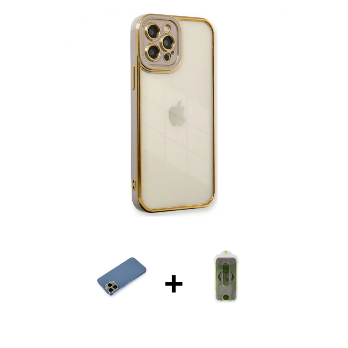 MARSİLYAN™- iPhone 12 Pro Max Kılıf Çekirdek Klasik Serisi - Siyah Joko Magic 5D Hayalet Cam + Shine Kamera Lens Koruma Cam - GD