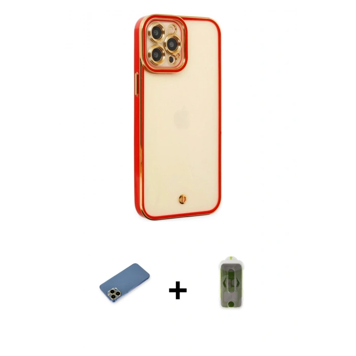 MARSİLYAN™- iPhone 12 Pro Max Kılıf Çekirdek Klasik Serisi - Siyah Joko Magic 5D Hayalet Cam + Shine Kamera Lens Koruma Cam - GD