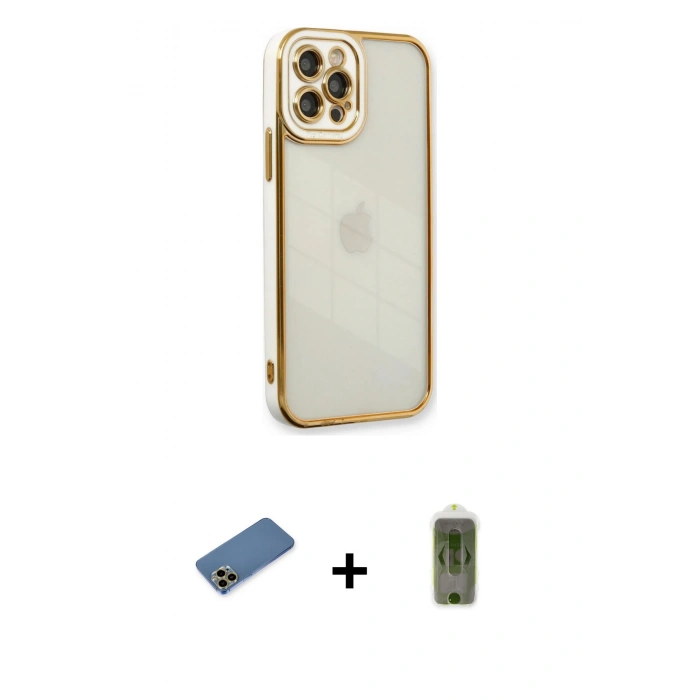 MARSİLYAN™- iPhone 12 Pro Max Kılıf Çekirdek Klasik Serisi - Siyah Joko Magic 5D Hayalet Cam + Shine Kamera Lens Koruma Cam - GD