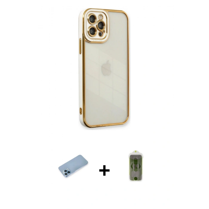 MARSİLYAN™- iPhone 12 Pro Max Kılıf Çekirdek Klasik Serisi - Siyah Joko Magic 5D Hayalet Cam + Shine Kamera Lens Koruma Cam - MI