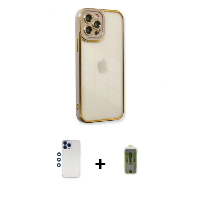 MARSİLYAN™- iPhone 12 Pro Max Kılıf Çekirdek Klasik Serisi - Siyah Joko Magic 5D Hayalet Cam + Shine Kamera Lens - LT