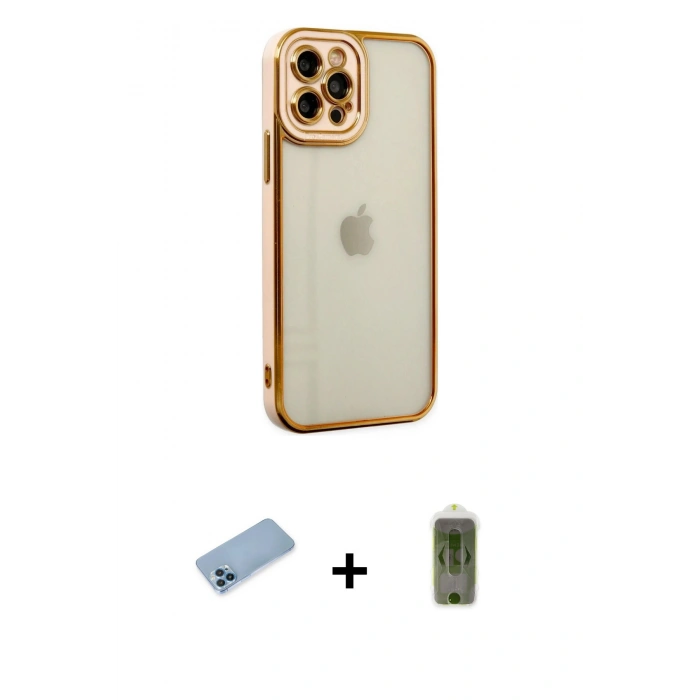 MARSİLYAN™- iPhone 12 Pro Max Kılıf Çekirdek Klasik Serisi - Siyah Joko Magic 5D Hayalet Cam + Shine Kamera Lens Koruma Cam - MI