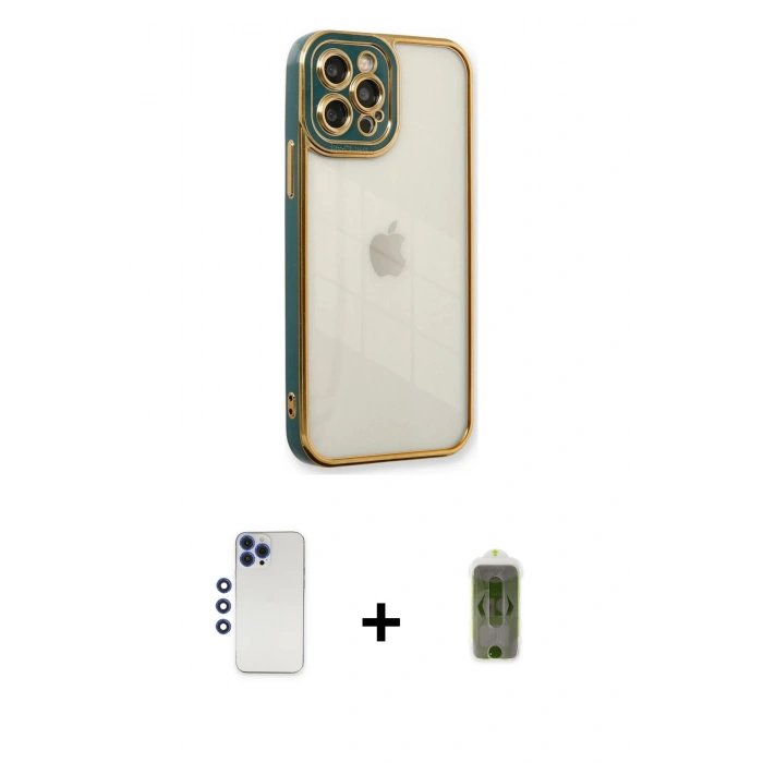 MARSİLYAN™- iPhone 12 Pro Max Kılıf Çekirdek Klasik Serisi - Siyah Joko Magic 5D Hayalet Cam + Shine Kamera Lens - LT