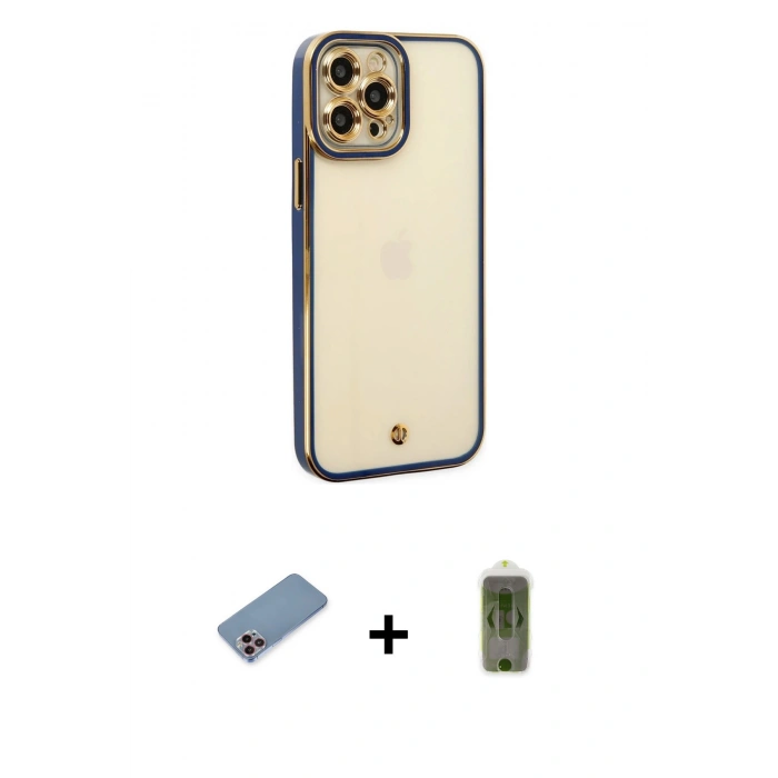 MARSİLYAN™- iPhone 12 Pro Max Kılıf Çekirdek Klasik Serisi - Siyah Joko Magic 5D Hayalet Cam + Shine Kamera Lens Koruma Cam - PE