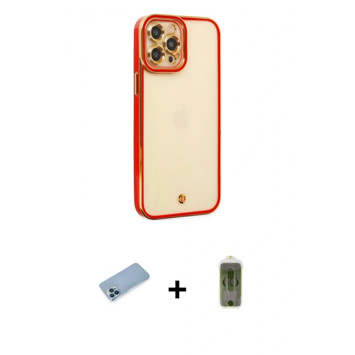 MARSİLYAN™- iPhone 12 Pro Max Kılıf Çekirdek Klasik Serisi - Siyah Joko Magic 5D Hayalet Cam + Shine Kamera Lens Koruma Cam - MI