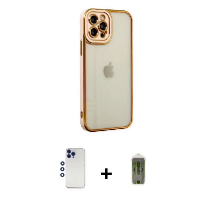 MARSİLYAN™- iPhone 12 Pro Max Kılıf Çekirdek Klasik Serisi - Siyah Joko Magic 5D Hayalet Cam + Shine Kamera Lens - LT
