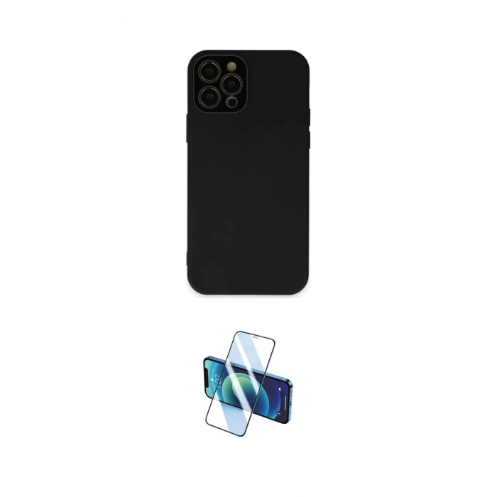 MARSİLYAN™- iPhone 12 Pro Max Kılıf Çekirdek Modern Serisi - Siyah 3D Antistatik Seramik Nano Ekran Koruyucu