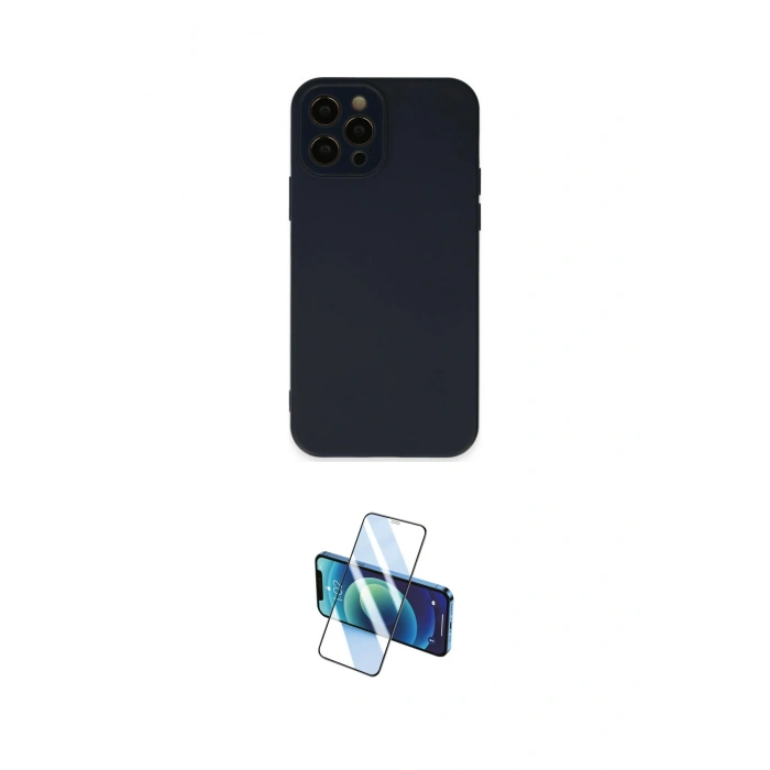 MARSİLYAN™- iPhone 12 Pro Max Kılıf Çekirdek Modern Serisi - Siyah 3D Antistatik Seramik Nano Ekran Koruyucu