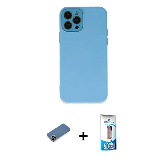 MARSİLYAN™- iPhone 12 Pro Max Kılıf Çekirdek Modern Serisi - Siyah 5D Eko Cam Ekran Koruyucu + Shine Kamera Lens Koruma Cam - GD