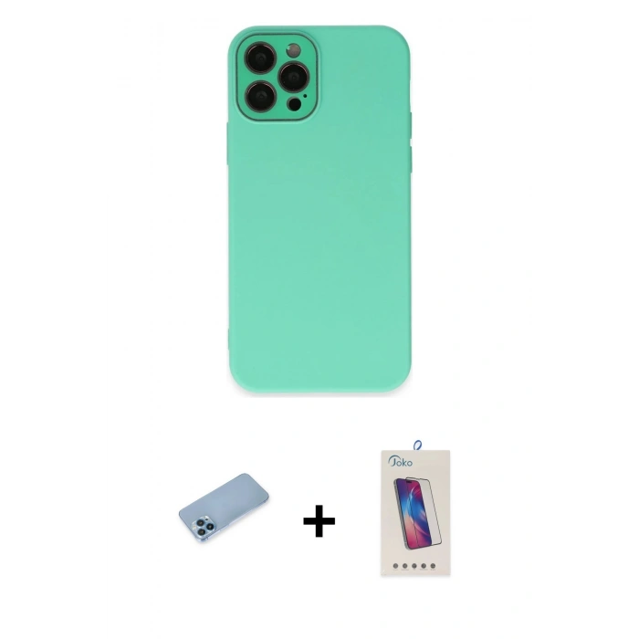 MARSİLYAN™- iPhone 12 Pro Max Kılıf Çekirdek Modern Serisi - Siyah Joko 5D Cam + Shine Kamera Lens Koruma Cam - MI