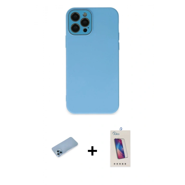 MARSİLYAN™- iPhone 12 Pro Max Kılıf Çekirdek Modern Serisi - Siyah Joko 5D Cam + Shine Kamera Lens Koruma Cam - MI