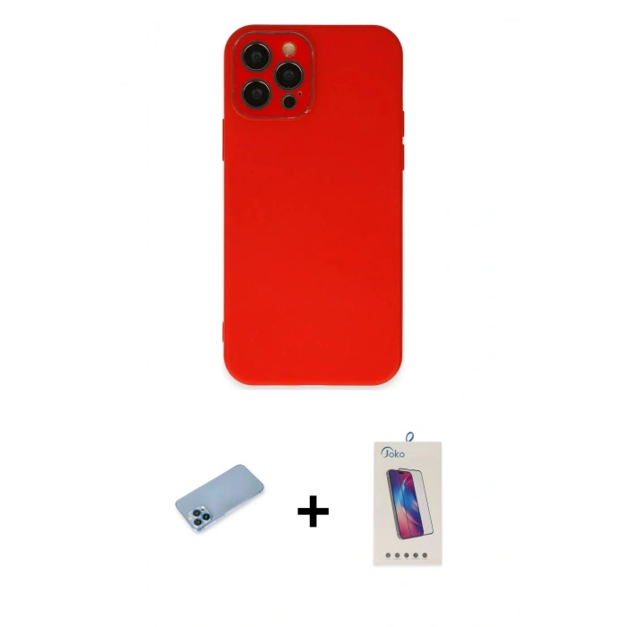 MARSİLYAN™- iPhone 12 Pro Max Kılıf Çekirdek Modern Serisi - Siyah Joko 5D Cam + Shine Kamera Lens Koruma Cam - MI